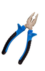 pliers with blue handles on a white background