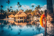 Tropical swimming pool in luxury resort, Punta Cana