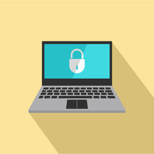 Secured laptop icon. Flat illustration of secured laptop vector icon for web design