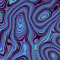 Poster - Navy blue vector pattern. Curved wavy psychedelic irregular lines. Pattern based on fractal image.