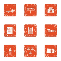 Poster - Home networking icons set. Grunge set of 9 home networking vector icons for web isolated on white background