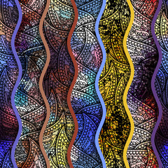 Poster - Low poly ornamental texture based on decorative elements Paisley. Seamless pattern in indian style.