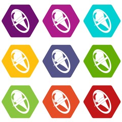 Poster - No ice cream icons 9 set coloful isolated on white for web