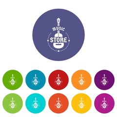 Poster - Music store icons color set vector for any web design on white background