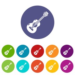 Poster - Guitar icons color set vector for any web design on white background