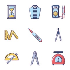 Poster - Measure icons set. Cartoon set of 9 measure vector icons for web isolated on white background