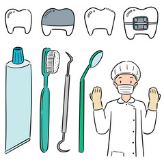 Sticker - vector set of dentist and dental equipment