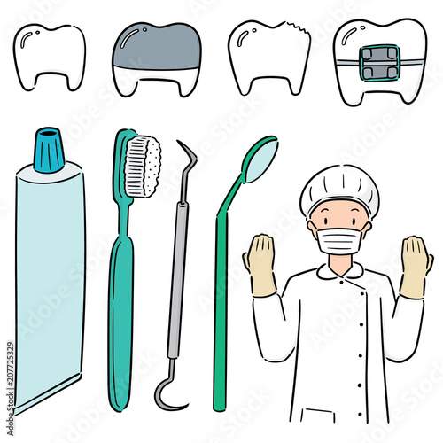 vector set of dentist and dental equipment Stock Vector Adobe Stock