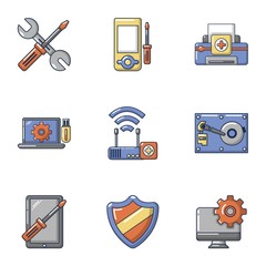 Poster - Electronic repair icons set. Cartoon set of 9 electronic repair vector icons for web isolated on white background