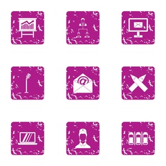 Poster - Insider information icons set. Grunge set of 9 insider information vector icons for web isolated on white background
