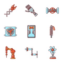 Poster - Robotic tech icons set. Cartoon set of 9 robotic tech vector icons for web isolated on white background