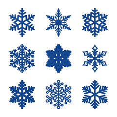 Wall Mural - vector set of 9 snowflakes isolated on white background. new year and christmas design elements. chr