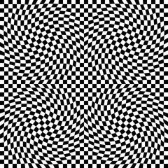 Wall Mural - Abstract vector seamless moire pattern with checkerboard. Monochrome black and white ornament