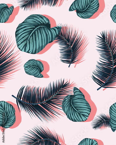 Stoffe zum Nähen Seamless indigo tropical pattern.
