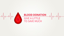 Blood Donation Give A Little To Save Much Vector Illustration. Blood Donation Creative Concept With Paper Cut Style Red Drop. Lifesaver Campaign Poster Template Graphic Design.