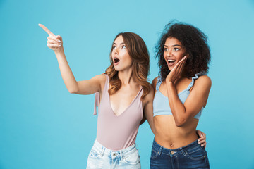 Sticker - Two excited young girls dressed in summer clothes