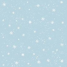 Seamless Pattern With Snow And Snowflakes. Christmas And New Year Background.