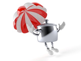 Canvas Print - Kitchen pot character with parachute