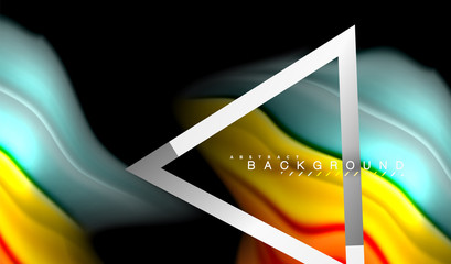 Rainbow fluid colors wave and metallic geometric shape