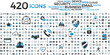 Black and blue web business technology icons set