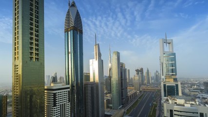 Wall Mural - Day time lapse of Dubai downtown with moving clouds