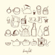 breakfast collection icons line vector illustration