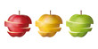 pomme - fruit - tranche, rouge, jaune, verte, couper, couleur, santé, vitamine, diète, régime