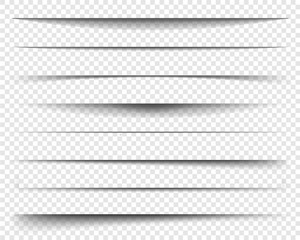 Aufkleber - Page dividers with transparent shadows, isolated. Pages separation vector set. Transparent realistic paper shadow effects. Web banner. Element for frame shadow. Vector design for website, text, border
