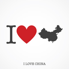 Wall Mural - I love China. Heart shape national country map icon