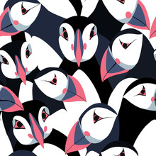 Seamless Pattern With Puffins