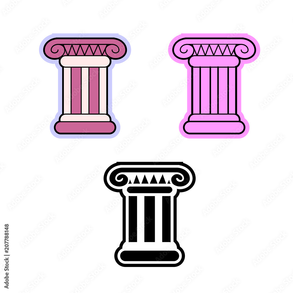 Simple flat vector icon of Roman or Greek pillar (the Ionic order ...