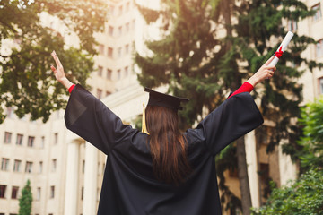 Happy woman on her graduation day at university