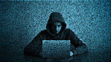 Hacker In Data Security Concept. Hacker Using Laptop. Hacking The Internet. Cyber Attack.