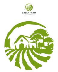 Green Farm Circle Abstract suitable for logo farm, agriculture, natural, vegetable, rural and others