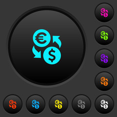 Sticker - Euro Dollar money exchange dark push buttons with color icons