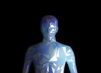 Aufkleber - Human model on black background in technology concept, artificial intelligence. 3d illustration