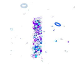 Poster - Alphabet letter I uppercase. Funny font made of blue balls. 3D render isolated on white background.