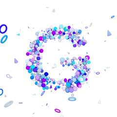 Poster - Alphabet letter G uppercase. Funny font made of blue balls. 3D render isolated on white background.