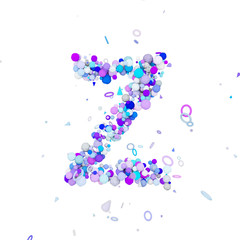 Poster - Alphabet letter Z uppercase. Funny font made of blue balls. 3D render isolated on white background.