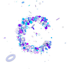 Poster - Alphabet letter C uppercase. Funny font made of blue balls. 3D render isolated on white background.