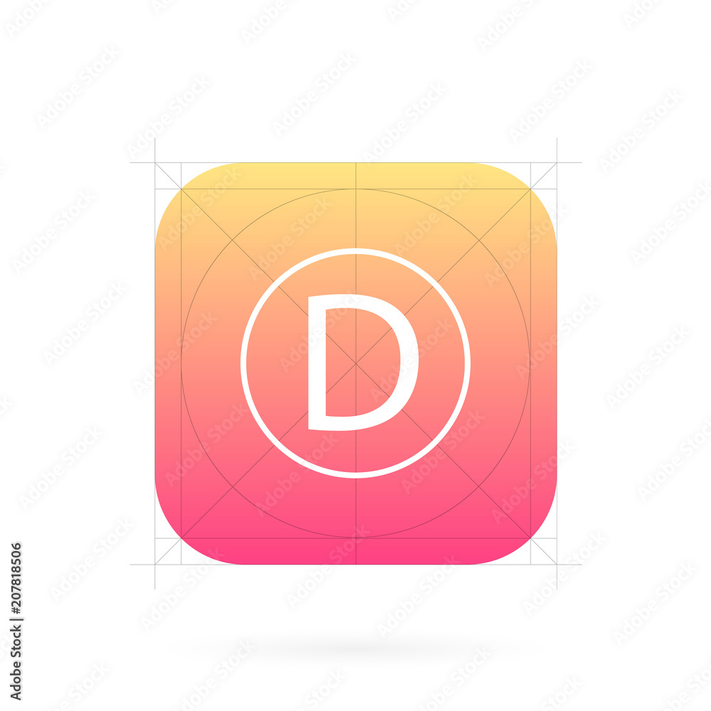 Creative vector illustration set of app icon template with guidelines ...