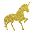 Beautiful, unicorn, magic horse, pegasus silhouette, gold with shiny golden glitter
