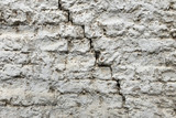Fototapeta Desenie - Red White Wall Texture. Old Cracked Brick Wall Horizontal Background. Brickwall Backdrop. White Red Stonewall Surface. Vintage Brickwork Structure With Peeled Plaster.