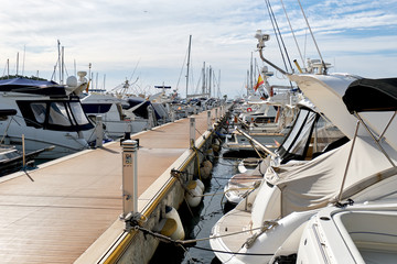 Poster - Moored boats in the port of Santa Eulalia.Ibiza