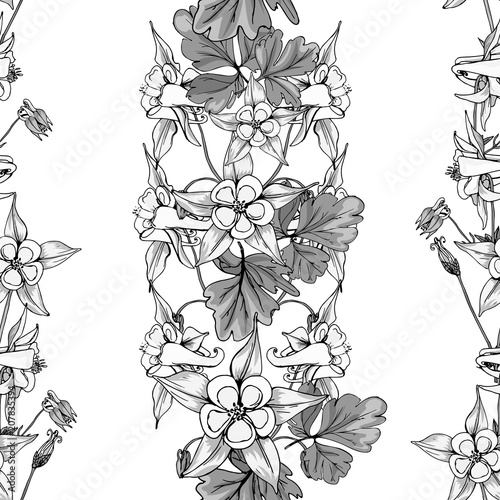 Fotografía Seamless pattern with wildflowers on white background