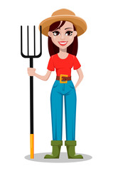 Canvas Print - Female farmer cartoon character