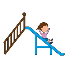 Wall Mural - girl playing in playground slide icon vector illustration design