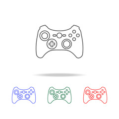 Poster - game pad, joy stick, controller icon. Elements of game life in multi colored icons. Premium quality graphic design icon. Simple icon for websites, web design, mobile app
