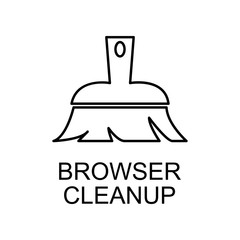 browser cleanup outline icon. Element of data protection icon with name for mobile concept and web apps. Thin line browser cleanup icon can be used for web and mobile