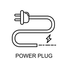 Wall Mural - power plug outline icon. Element of enviroment protection icon with name for mobile concept and web apps. Thin line power plug icon can be used for web and mobile